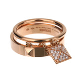 Hermès Clou d'H Double Diamond 18k Rose Gold Ring 0003594