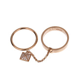 Hermès Clou d'H Double Diamond 18k Rose Gold Ring 0003594