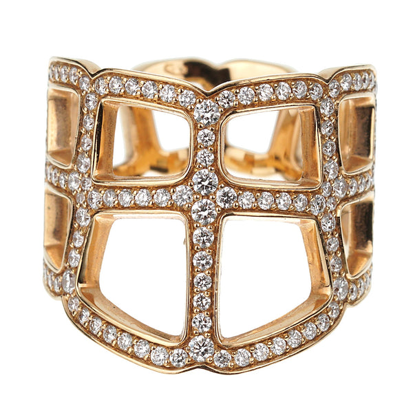 Hermes Niloticus Ombre Diamond Rose Gold Cocktail Ring 0003522