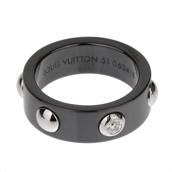 Louis Vuitton Ceramic Platinum Diamond Band Ring