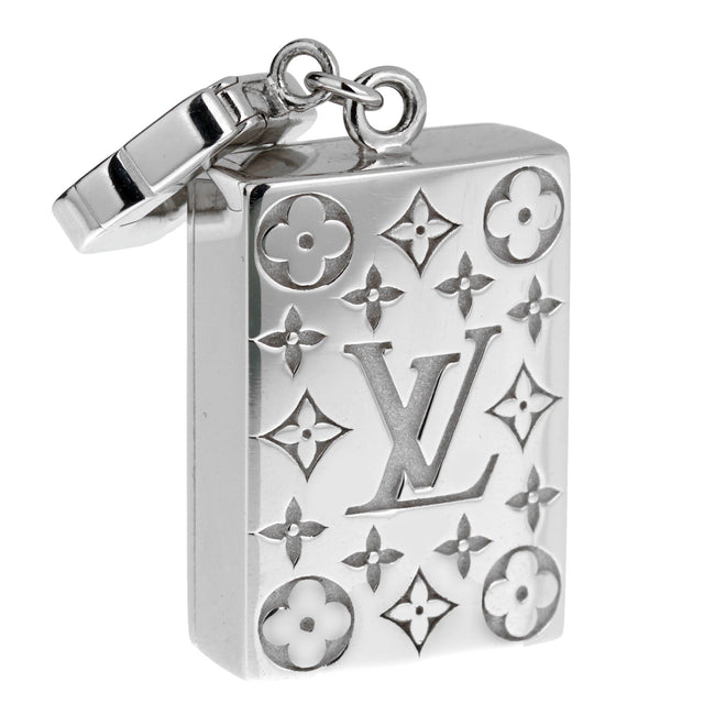 Louis Vuitton Diamond Heart Locket White Gold Pendant Necklace at