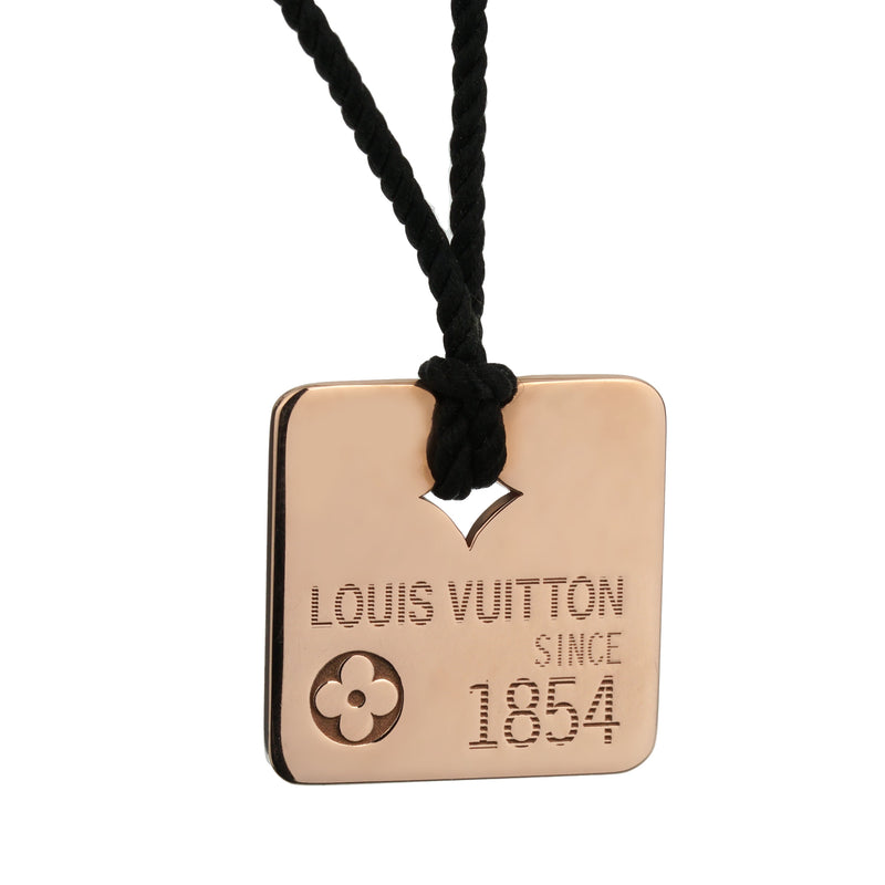 Louis Vuitton Dog Tag 18k Rose Gold Pendant Necklace