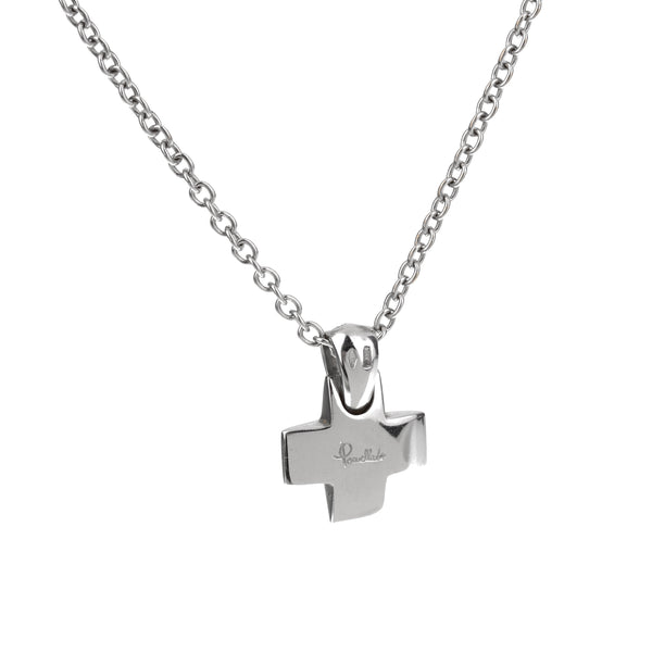 Pomellato 18k White Gold Diamond Cross Pendant Necklace