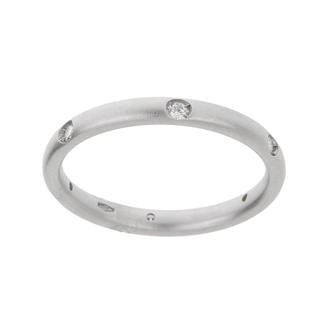 Pomellato 18k White Gold Diamond Matte Finish Band Ring