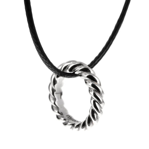 Pomellato White Gold Braided Ring Pendant Necklace