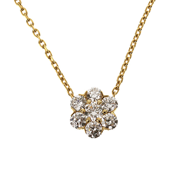 Van Cleef & Arpels Fleurette Diamond Pendant 18k Yellow Gold Necklace