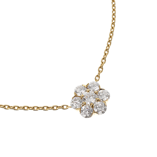 Van Cleef & Arpels Fleurette Diamond Pendant 18k Yellow Gold Necklace