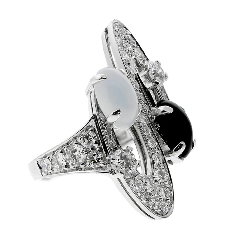 Bvlgari Elisia Diamond Onyx & Chalcedony White Gold Cocktail 