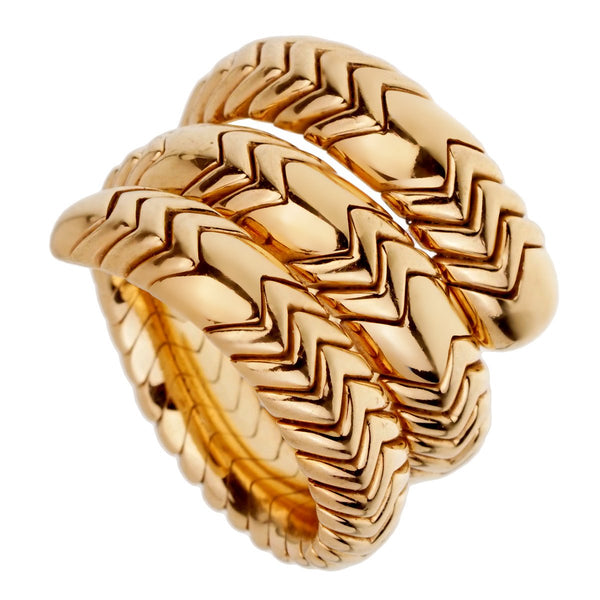 Bulgari Spiga Triple Wrap 18k Yellow Gold Ring – Opulent Jewelers