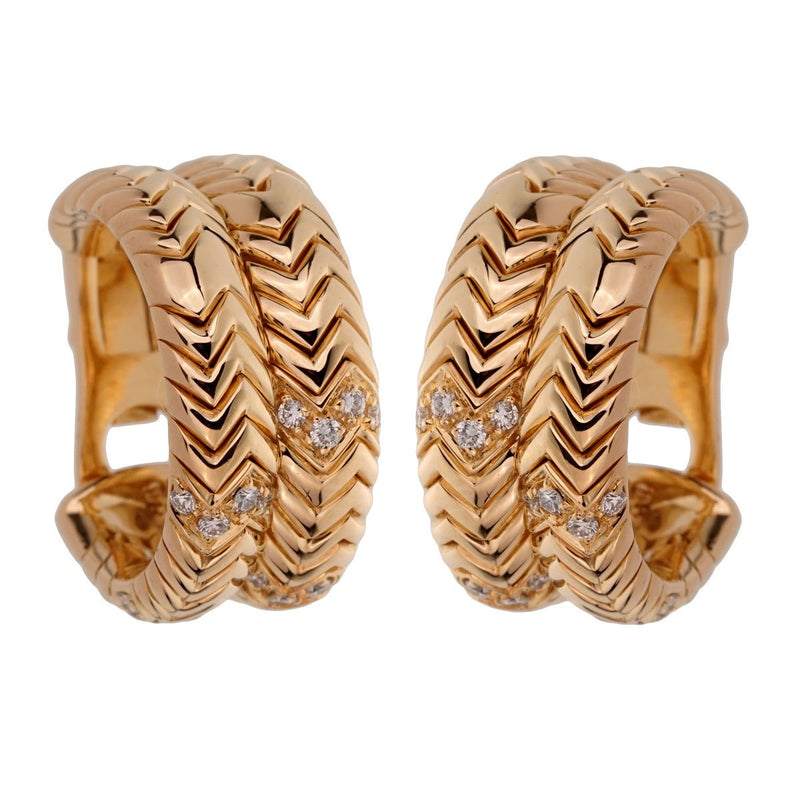 Bulgari Spiga Yellow Gold Diamond Earrings 0001900