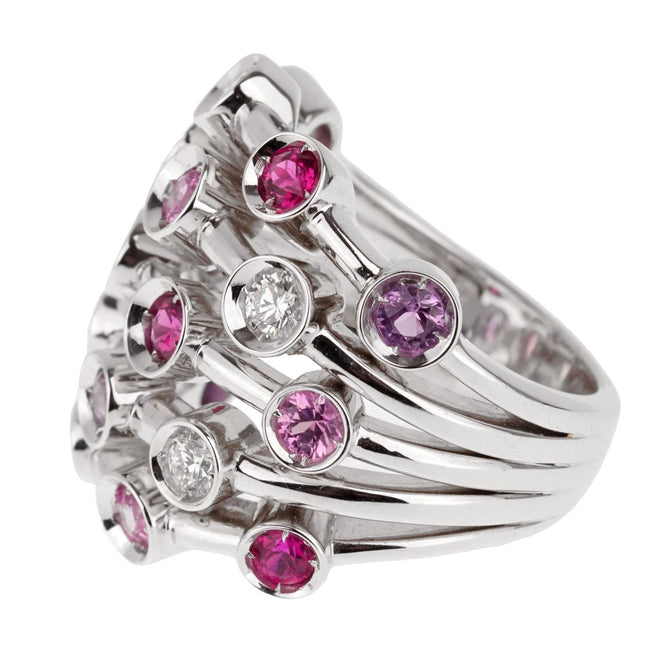 Chanel Pink Sapphire Diamond White Gold Ring 0001098