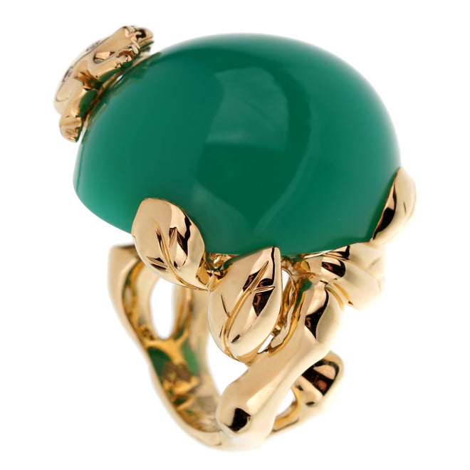 Dior Chrysoprase Diamond Yellow Gold Cocktail Ring 0002717