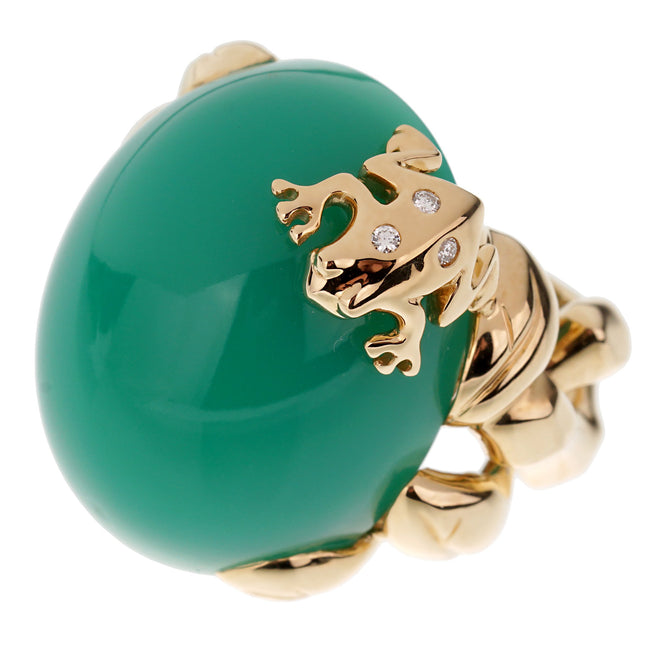 Dior Chrysoprase Diamond Yellow Gold Cocktail Ring 0002717