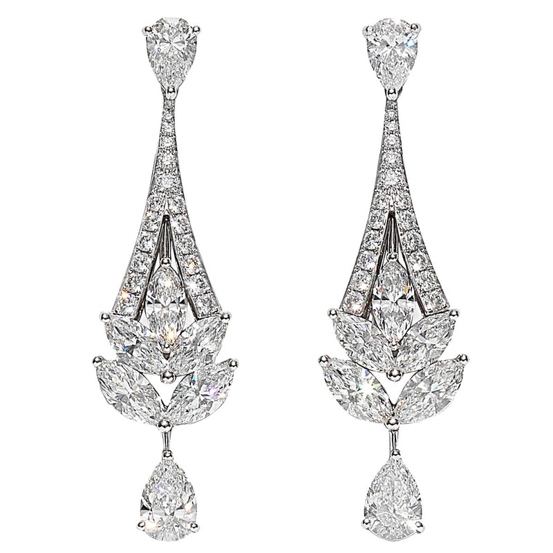 Graff 7.79ct Diamond Chandelier Platinum Drop Earrings – Opulent Jewelers