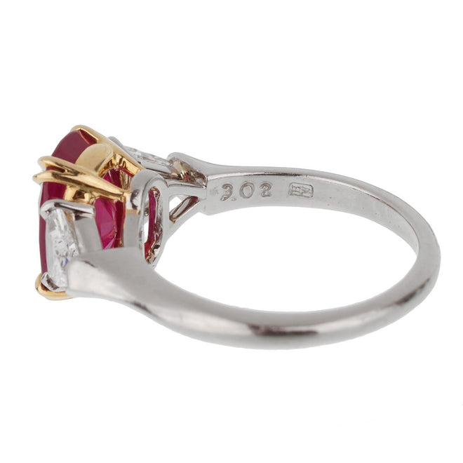 Harry Winston Burma Ruby Diamond Platinum Ring 0002165