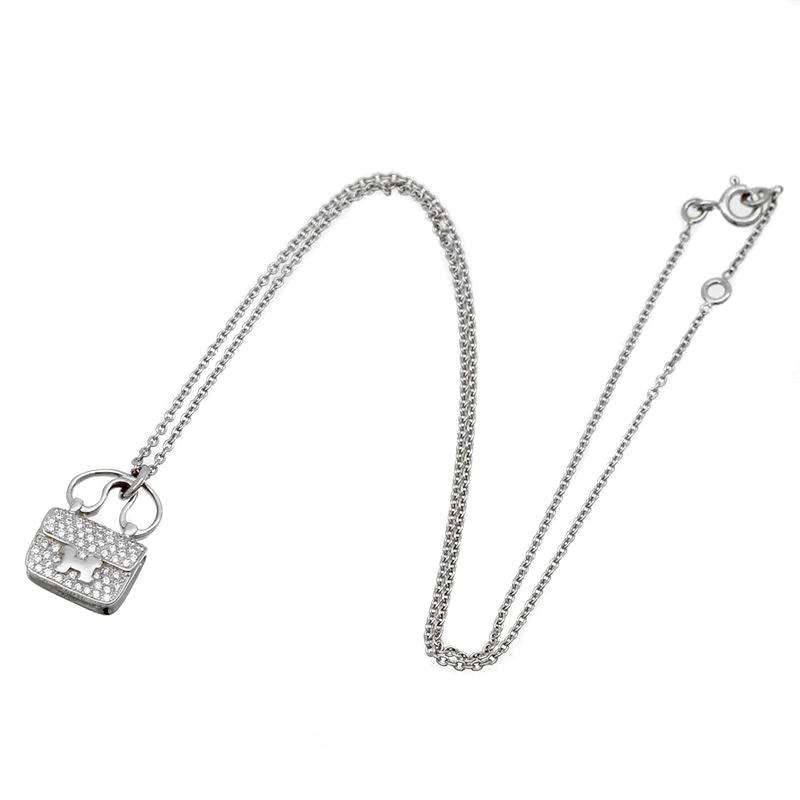 18 Karat White Gold and Diamond Lockit Pendant-Necklace by Louis