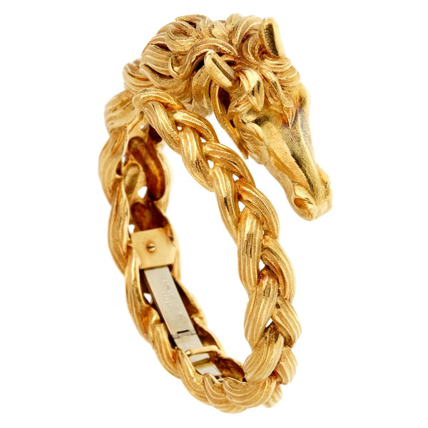 Equestrian bracelet.Horse bracelet.Nice and Easy Moving selling Horse Yellow Gold Bracelet