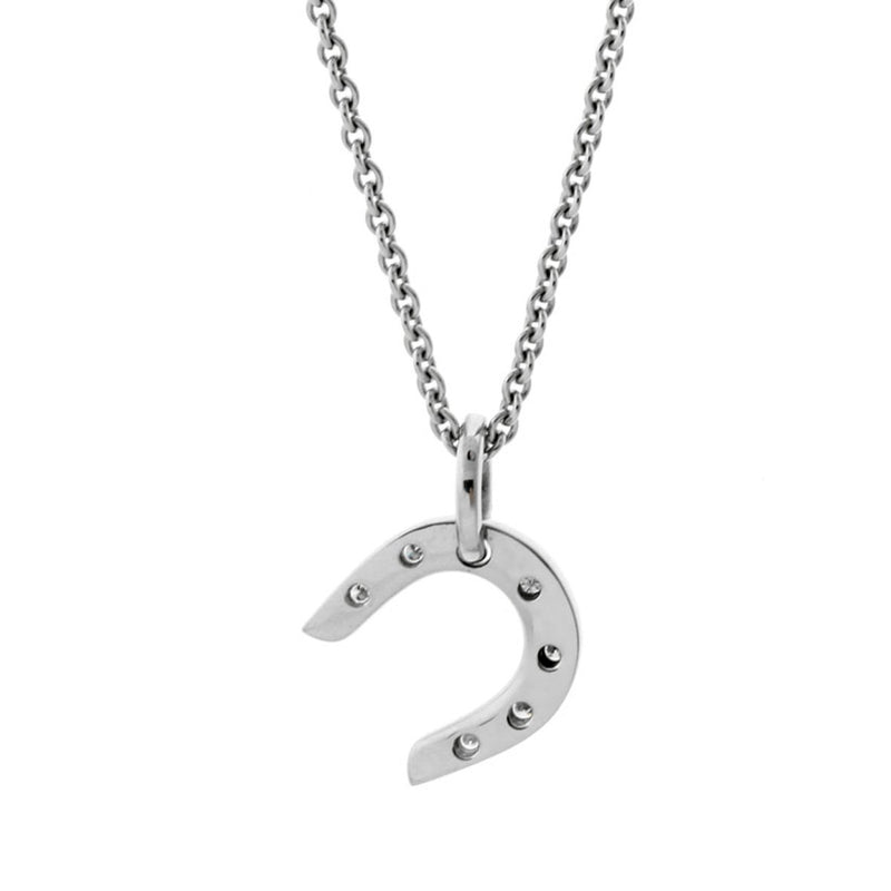 Hermes Horseshoe White Gold Diamond Necklace 0002136