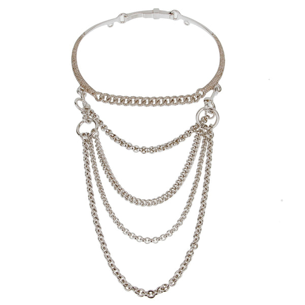 Hermes Long Chain Diamond 10.88ct Silver Choker Necklace – Opulent 