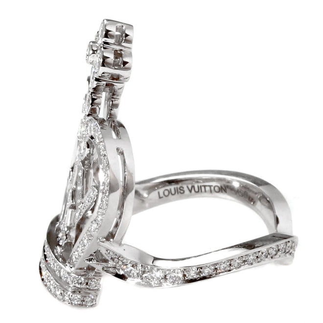 Louis Vuitton LV Monogram Fusion Diamond White Gold Ring