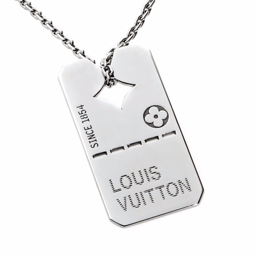 Louis Vuitton Dog Tag 18k Rose Gold Pendant Necklace – Opulent