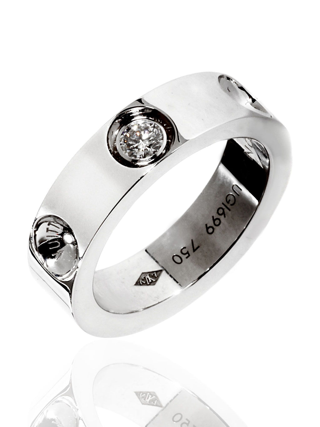 New Louis Vuitton Empreinte 18k White Gold Diamond Ring