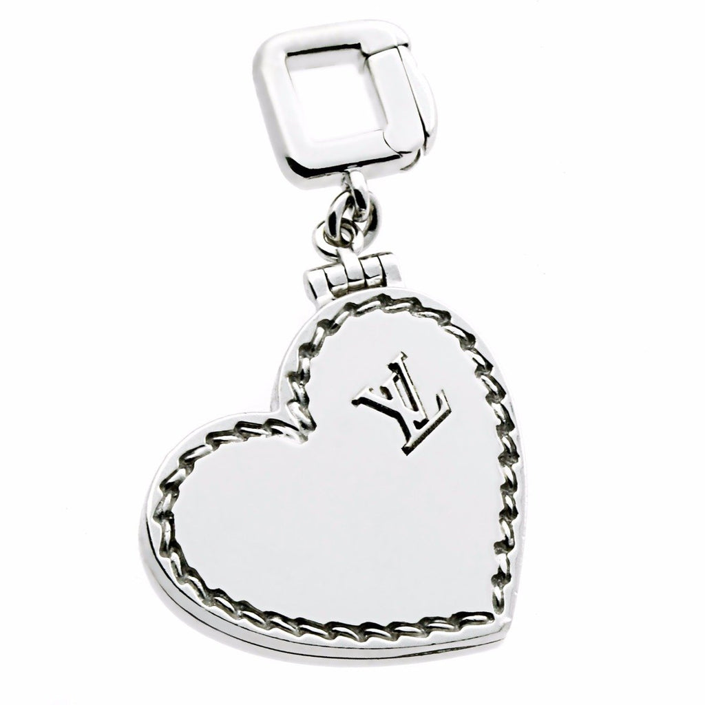 Louis Vuitton Heart Locket Charm White Gold Pendant