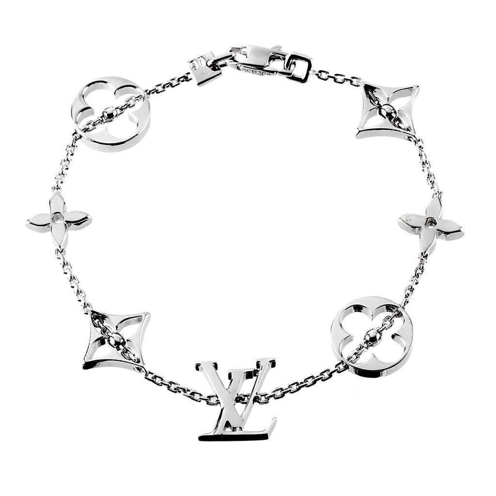 Louis Vuitton 18k White Gold Monogram Bracelet w/Box. Get the lowest price  on Louis Vuitton 18k …