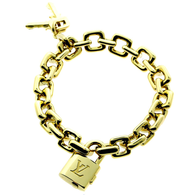 Louis Vuitton Padlock & Keys Charm Yellow Gold Bracelet