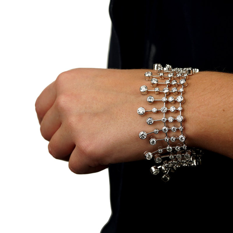14K White Gold Flower Design Diamond Bracelet - Karat Jewelry Store,  Huntington NY 11746