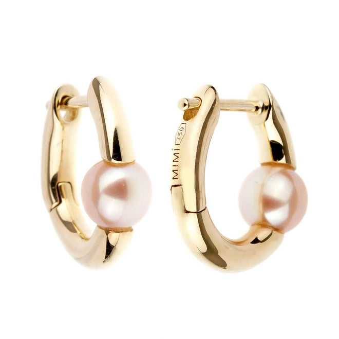 Mimi Milano Pearl Gold Hoop Earrings 0001024