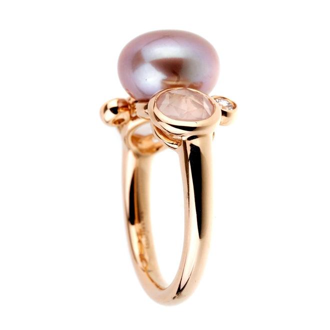 Mimi Milano Rose Quartz Pearl Diamond Rose Gold RIng – Opulent Jewelers