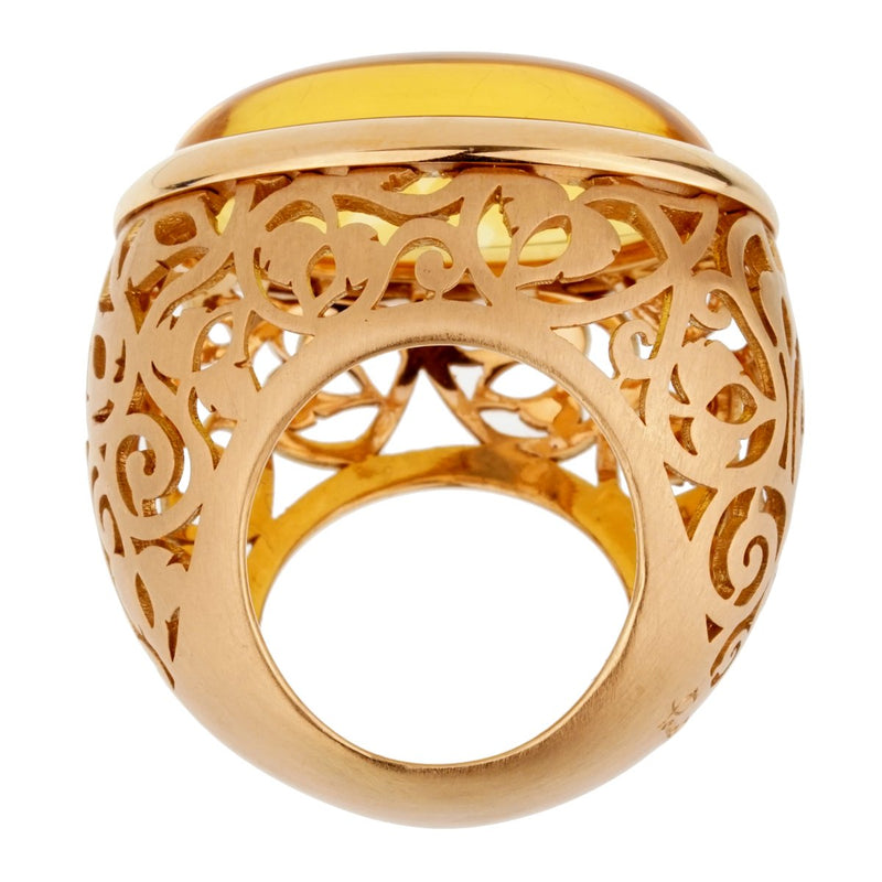 Pomellato 19.94 Carat Amber Rose Gold Cocktail Ring Sz 5 0002316