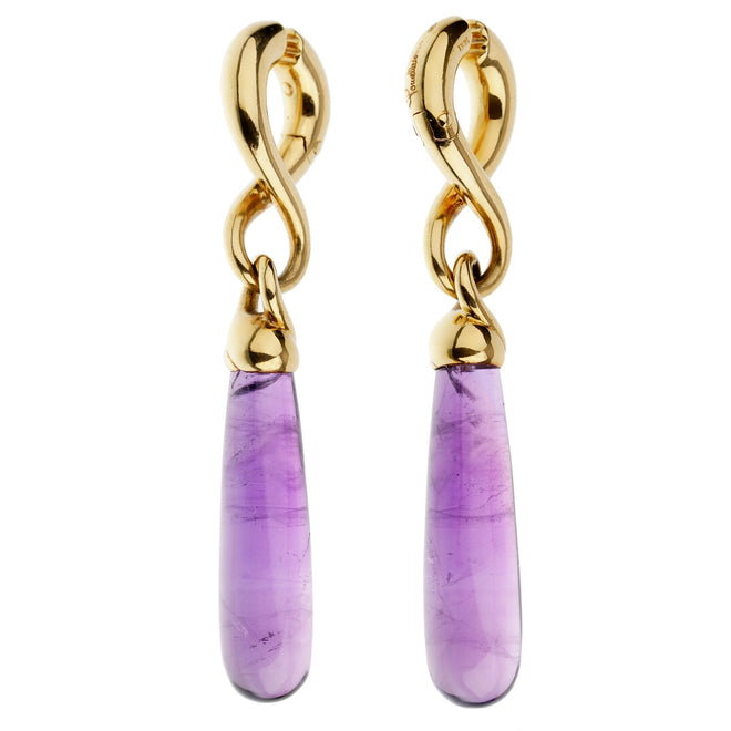 Pomellato Amethyst Yellow Gold Drop Earrings 1pom1