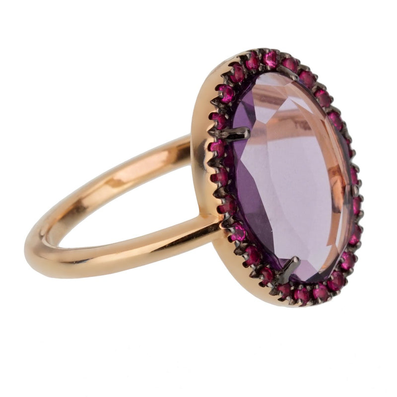 Pomellato Rose Gold 2 Carat Amethyst Cocktail Ring Sz 5 0002468