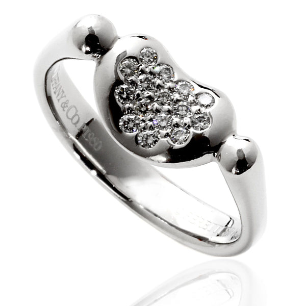 Tiffany & Co Elsa Peretti Diamond Platinum Bean Ring