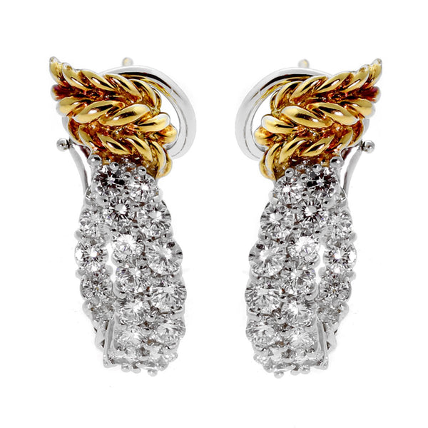 Tiffany  Co Tiffany Metro Diamond 18K White Gold Hoop Earrings Tiffany   Co  TLC