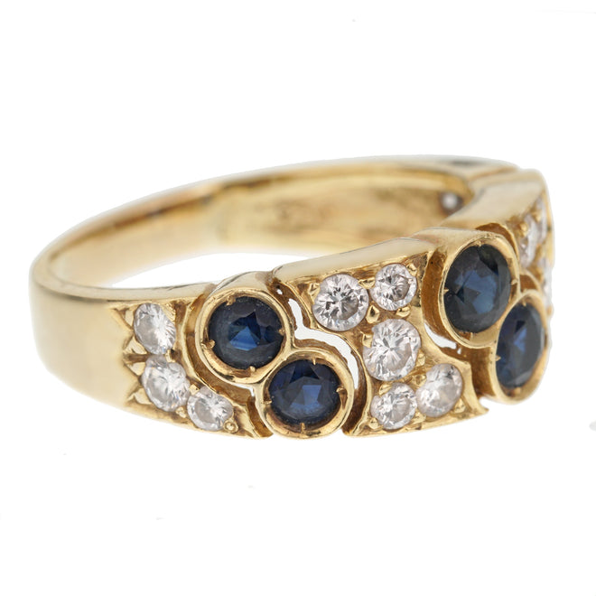 Van Cleef & Arpels Diamond Sapphire Yellow Gold Band Ring 0002656