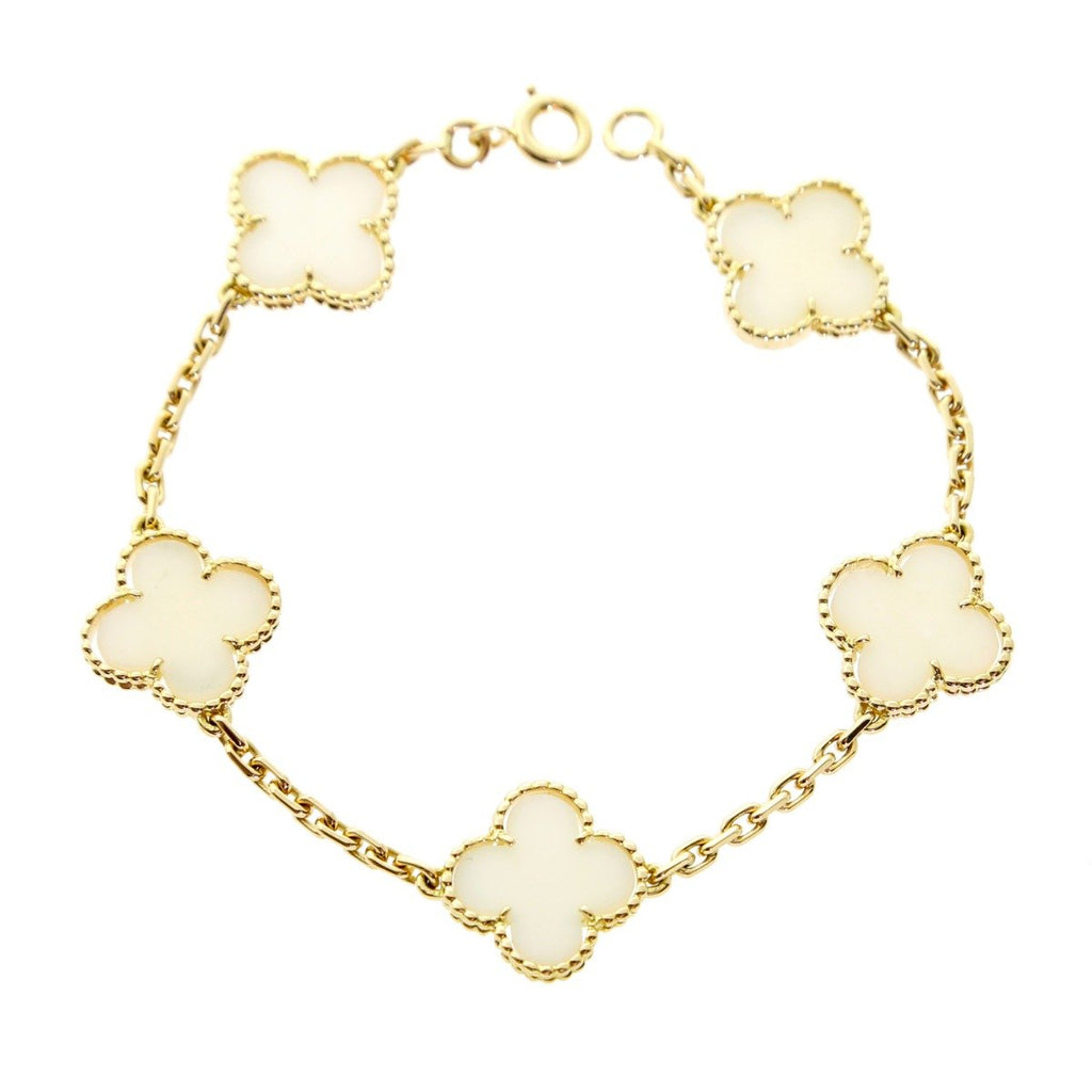 Van Cleef Arpels White Coral Alhambra Bracelet Opulent Jewelers